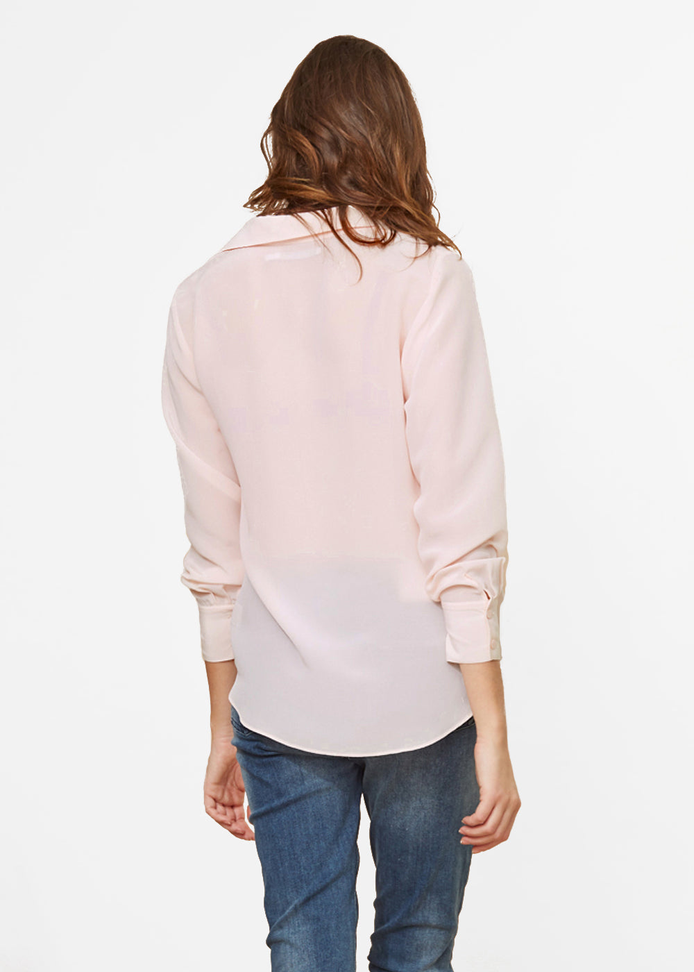 VISCOSE CREPE BLOUSE WITH BUTTON-DOWN COLLAR