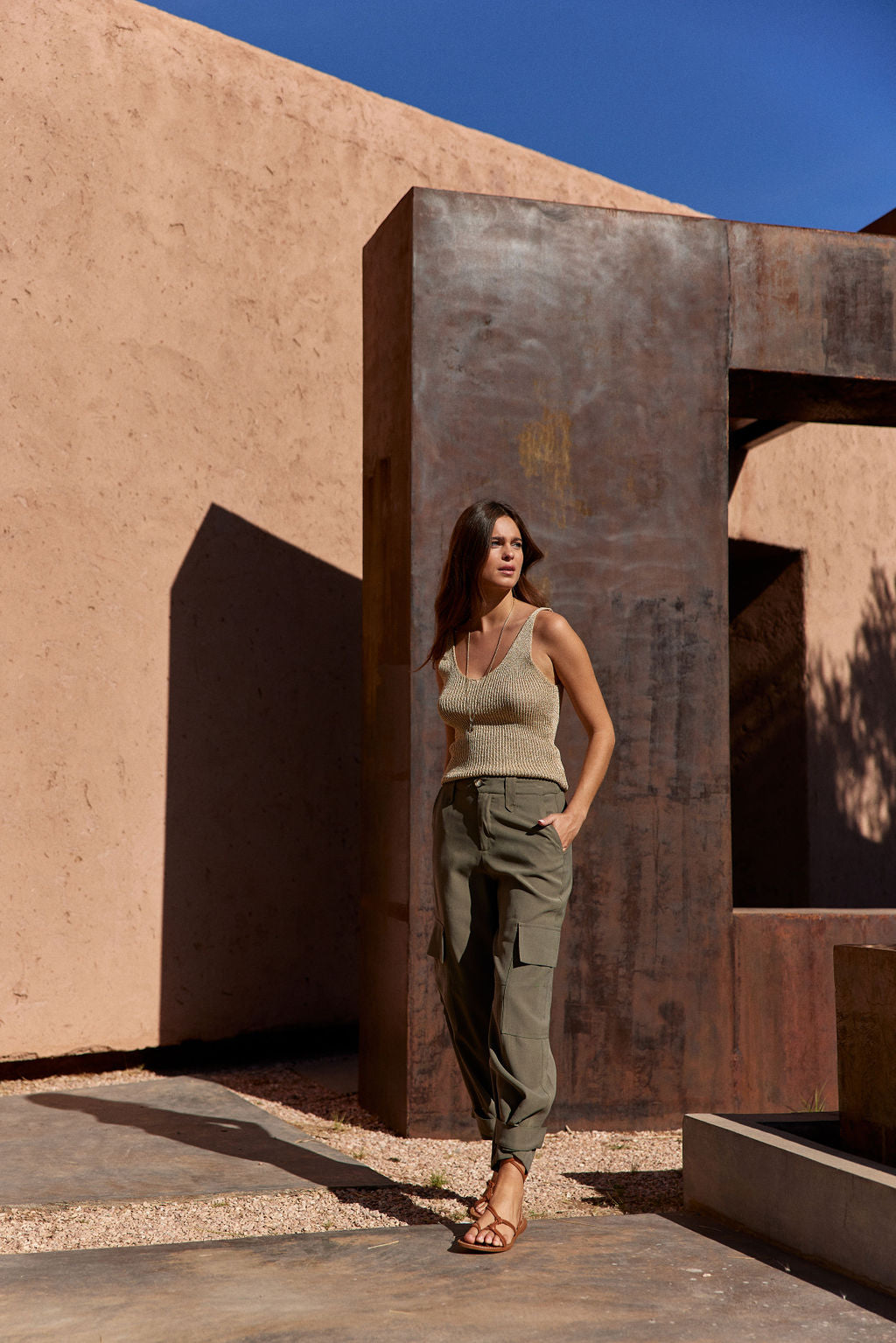 LUREX TILT MESH TANK TOP