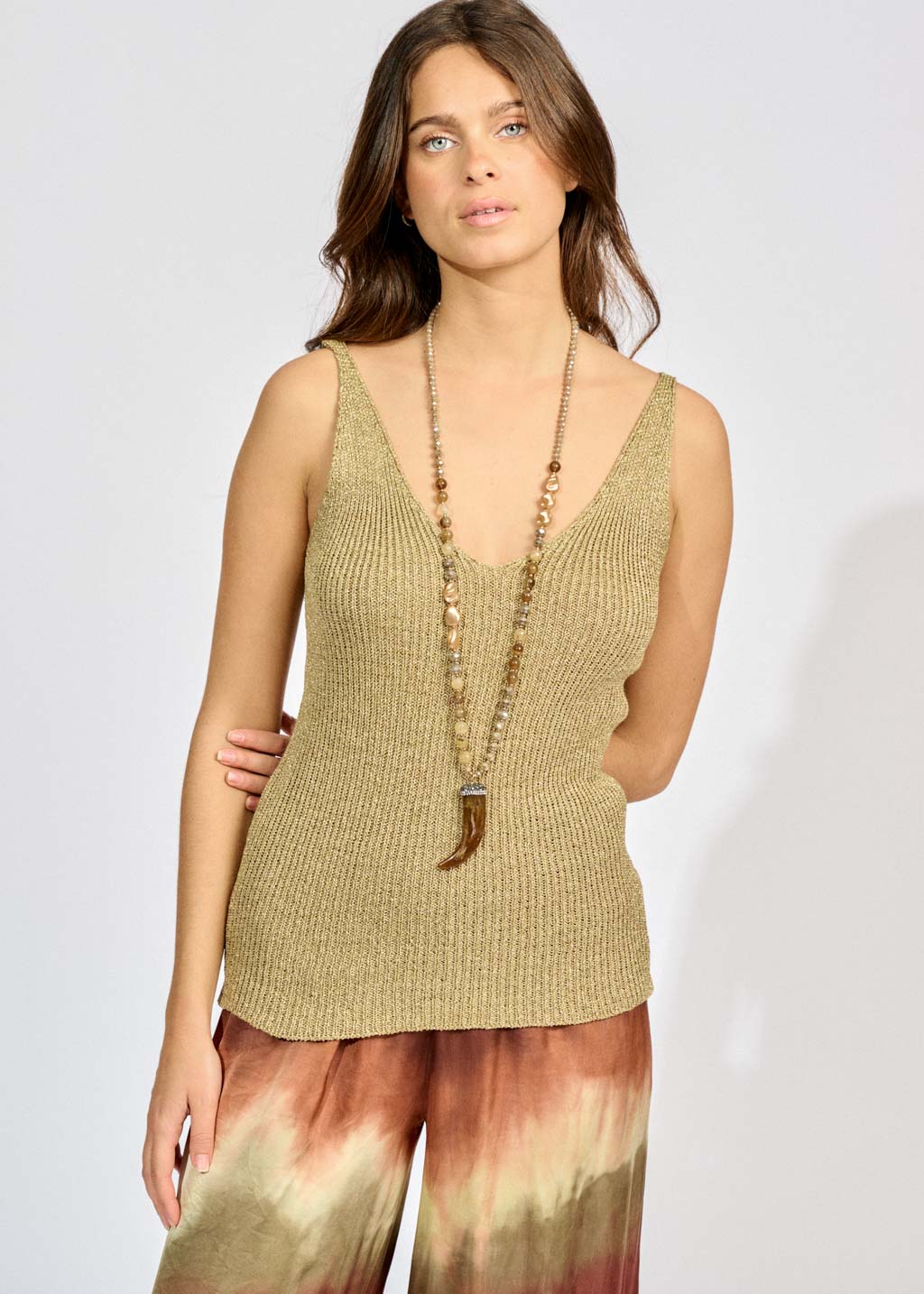 LUREX TILT KNIT TANK TOP