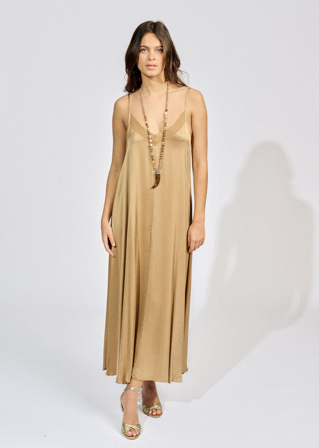 AMBER FLARE DRESS WITH THIN STRAPS