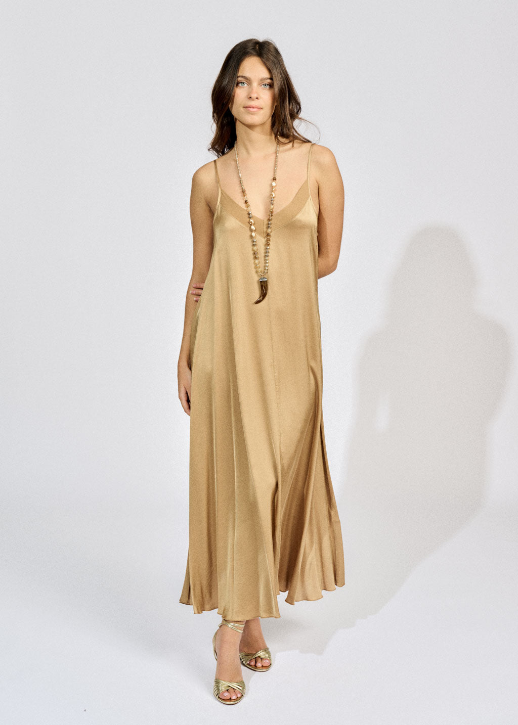 AMBER FLARE DRESS WITH THIN STRAPS