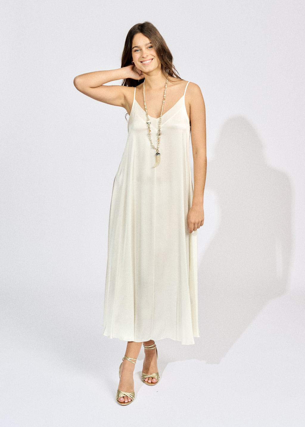 AMBER FLARE DRESS WITH THIN STRAPS