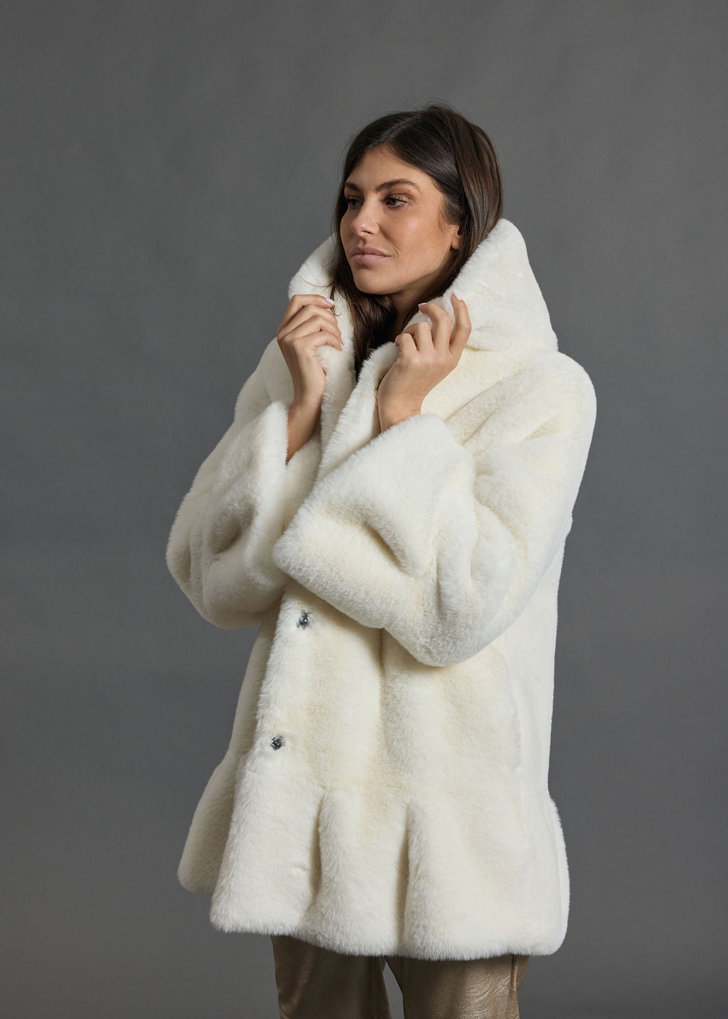 VESTE À CAPUCHE EN FAUSSE FOURRURE LINA