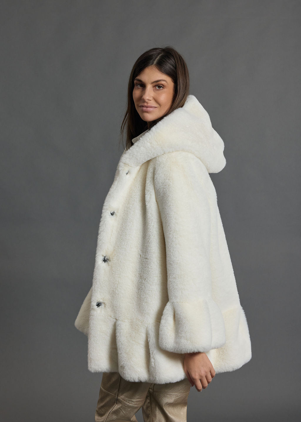 VESTE À CAPUCHE EN FAUSSE FOURRURE LINA