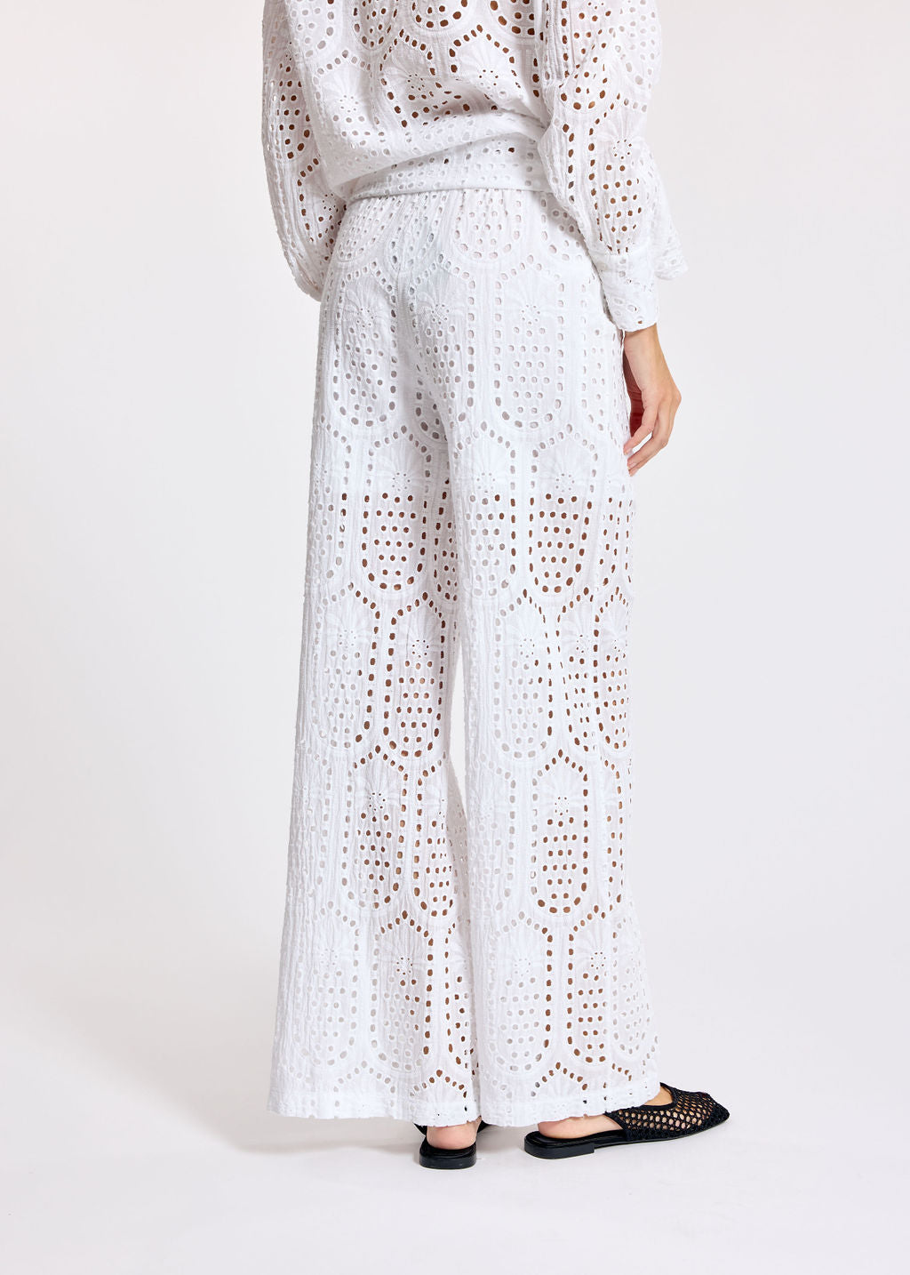 GIANA WHITE BRODERIE ANGLAISE PANTS