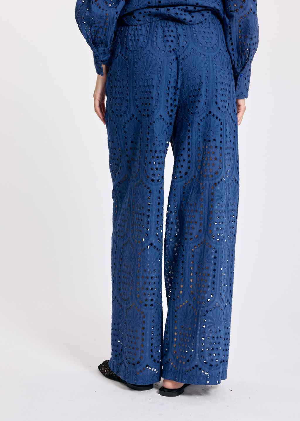GIANA INDIGO BRODERIE ANGLAISE PANTS