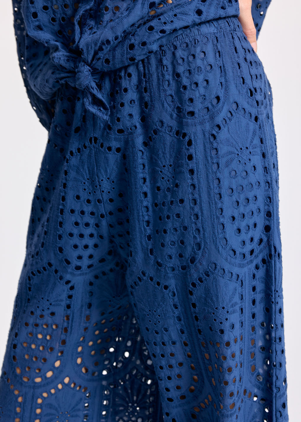 GIANA INDIGO BRODERIE ANGLAISE PANTS