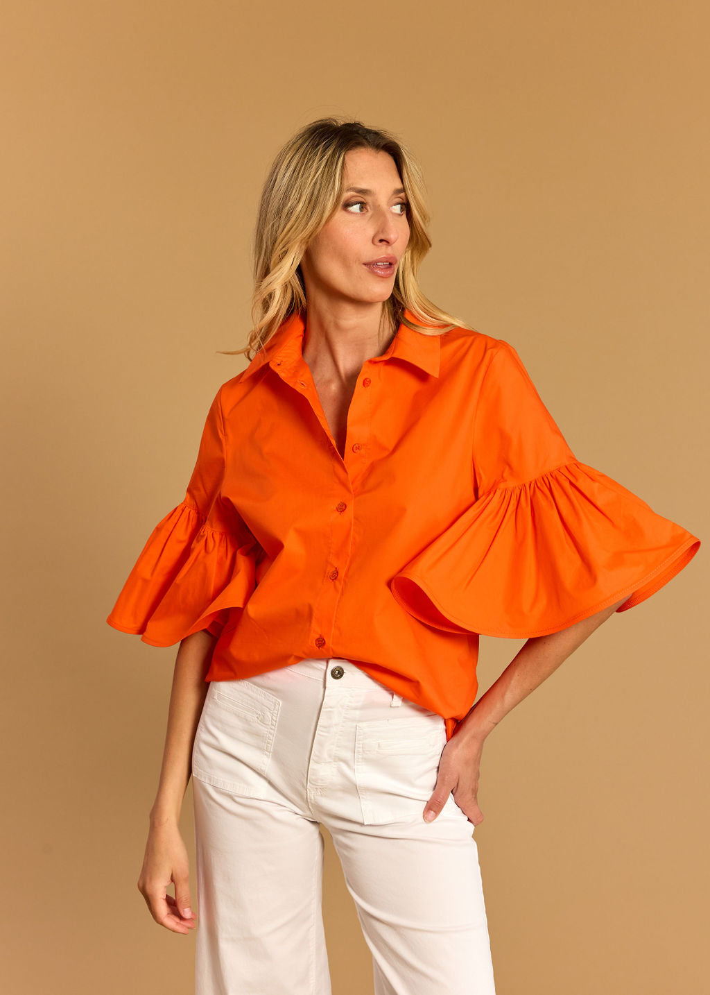 JENNY ORANGE POPLIN SHIRT