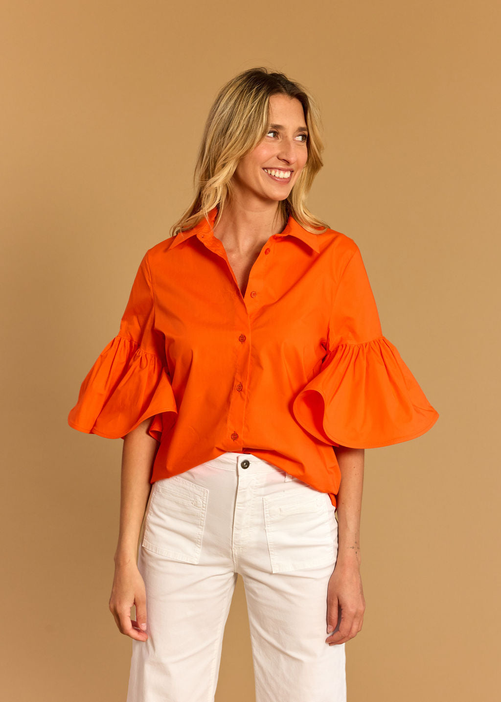 JENNY ORANGE POPLIN SHIRT