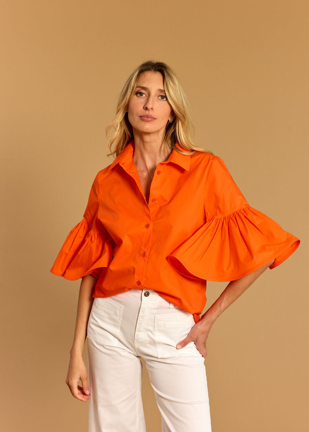 JENNY ORANGE POPLIN SHIRT