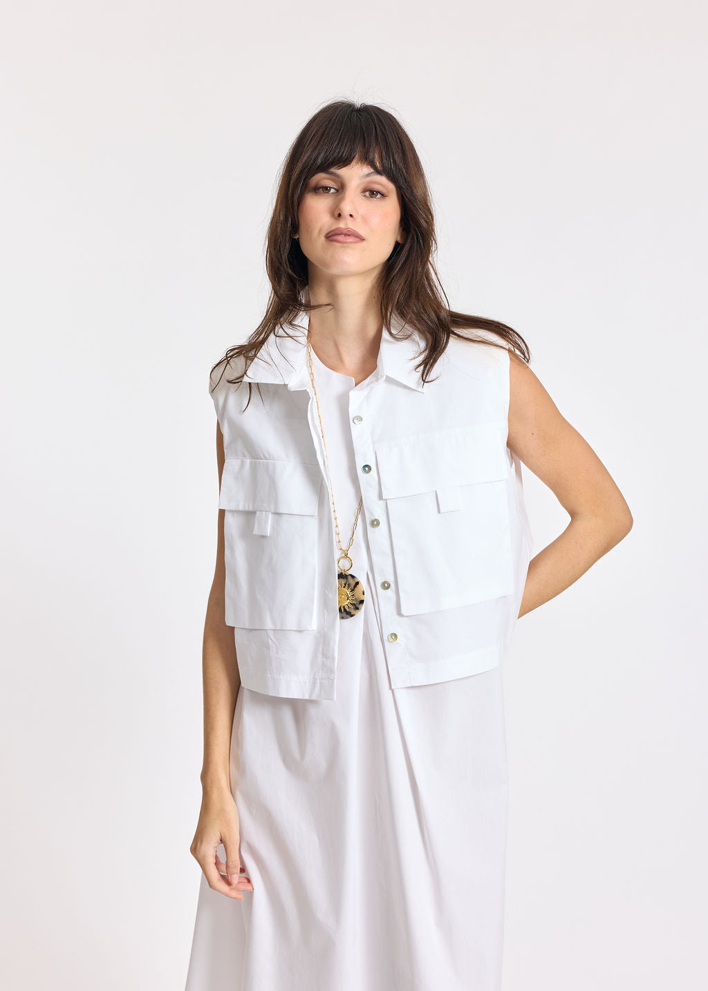 SAKI WHITE POPLIN SHORT JACKET