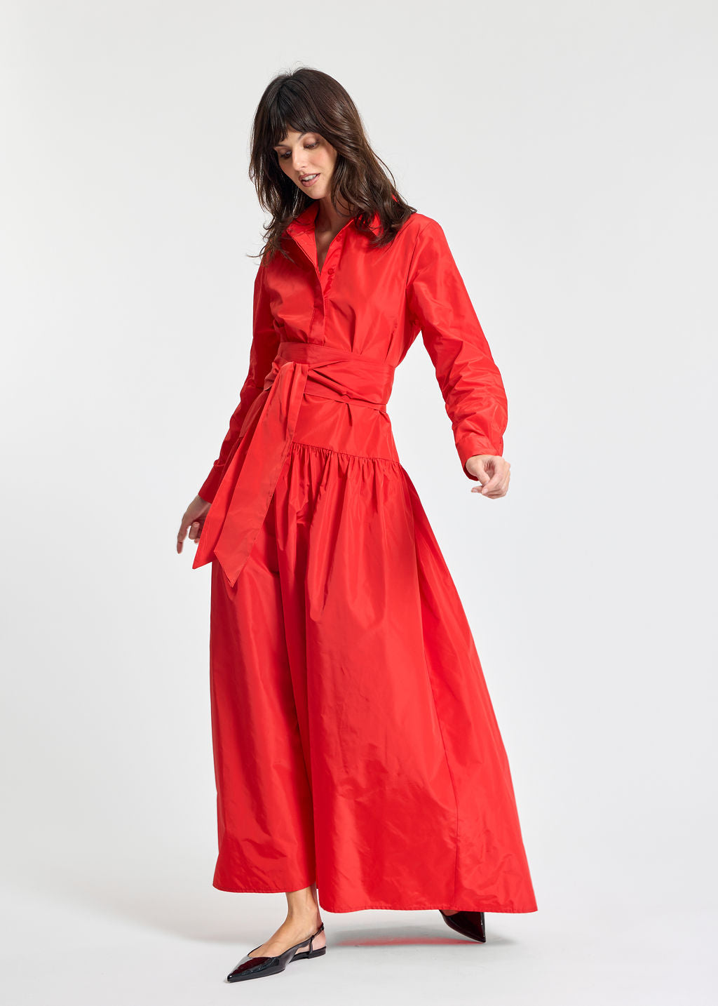 STELLA RED TAFFETA LONG DRESS
