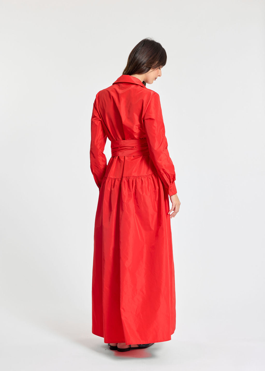 STELLA RED TAFFETA LONG DRESS