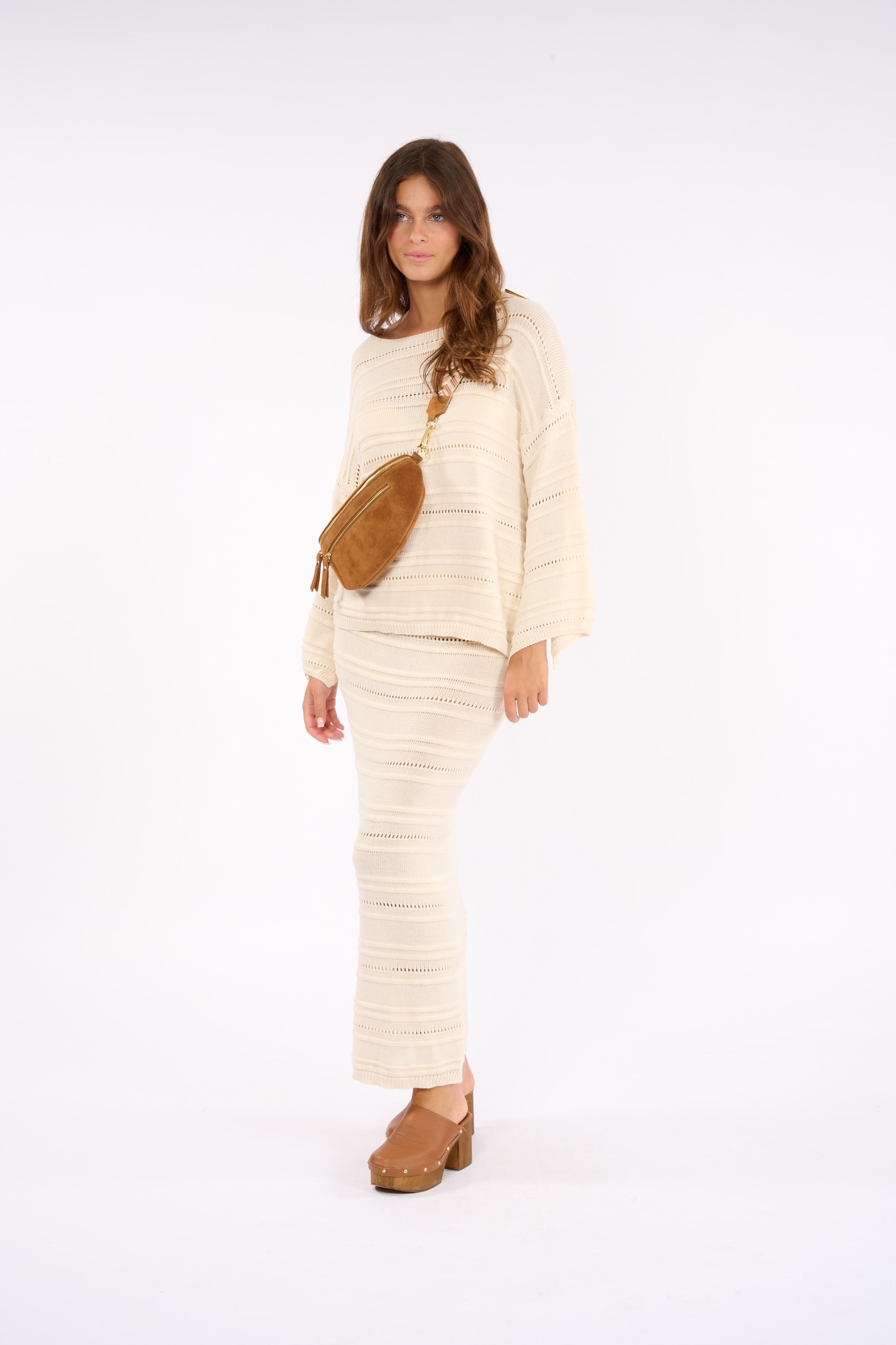 ZAK ECRU STRAIGHT KNIT SKIRT