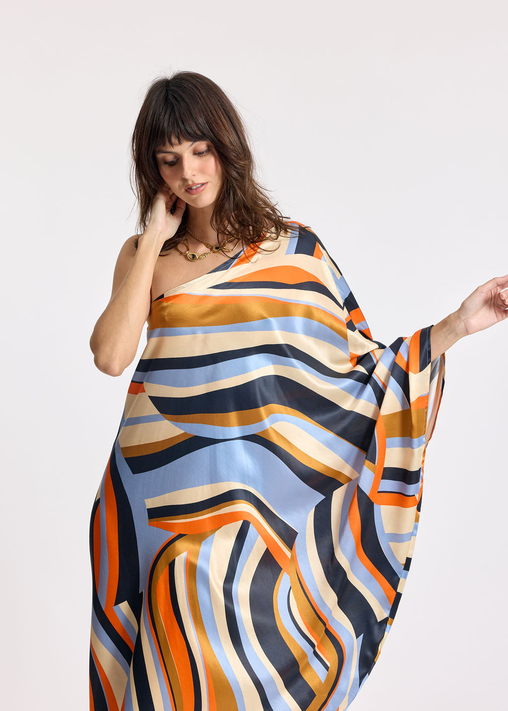 ALBA BLUE ONE-SHOULDER DRESS