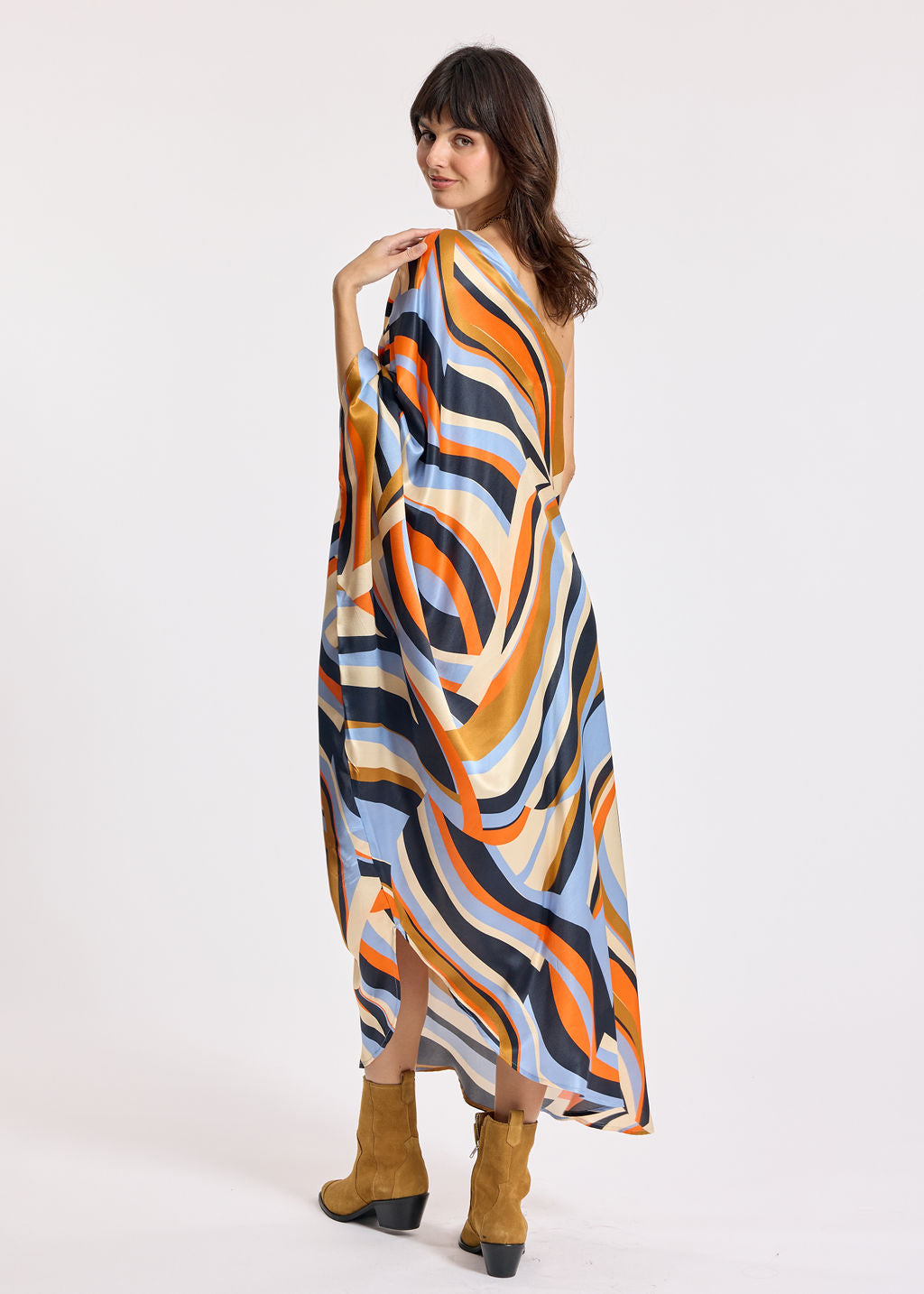 ALBA BLUE ONE-SHOULDER DRESS