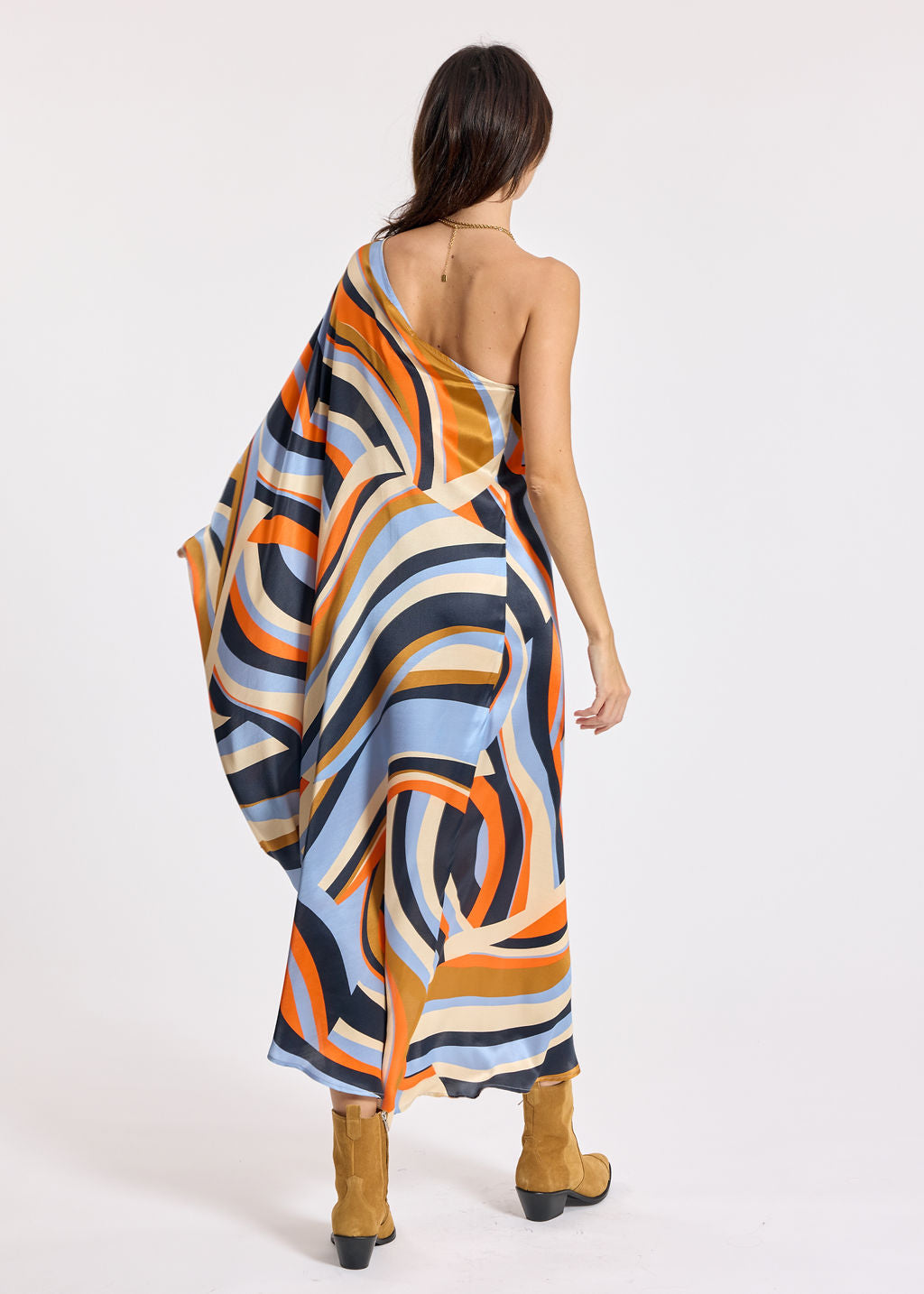 ALBA BLUE ONE-SHOULDER DRESS