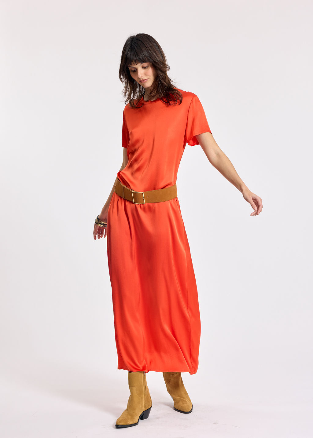 ELLA ORANGE LONG T-SHIRT DRESS