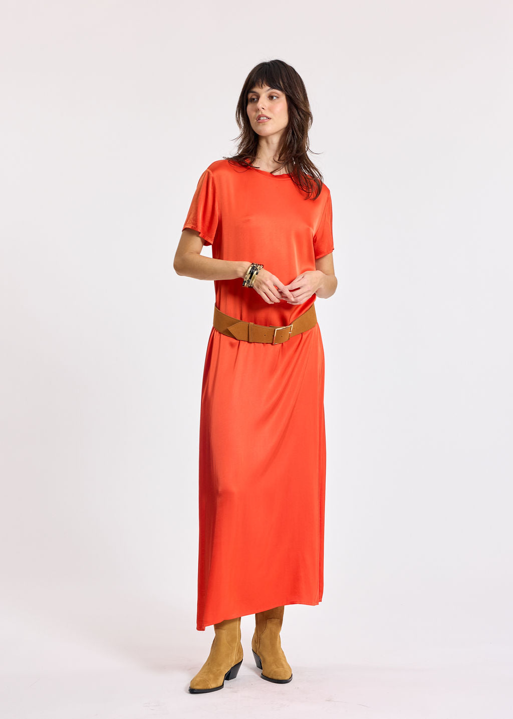 ELLA ORANGE LONG T-SHIRT DRESS