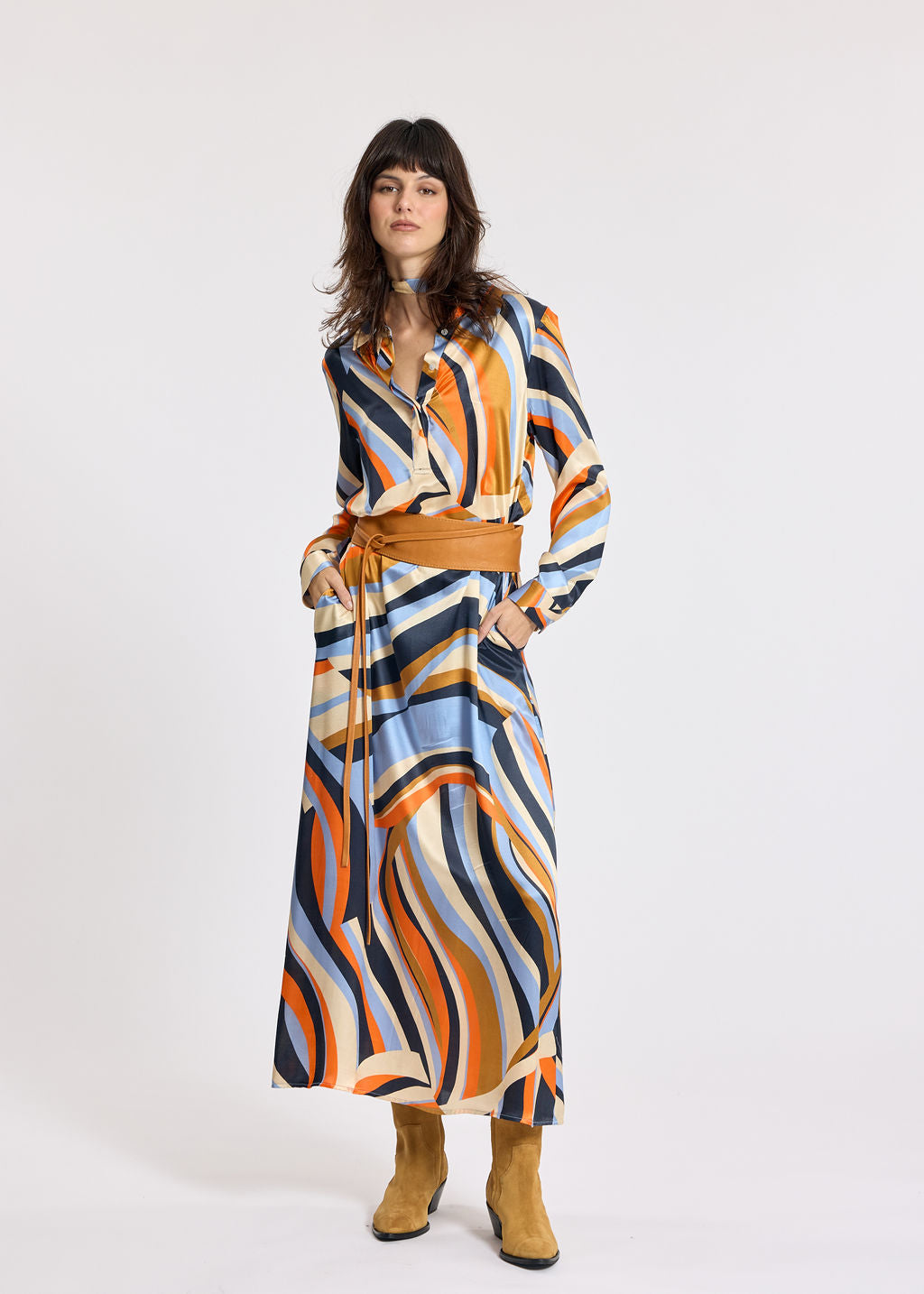 KIMI BLUE LONG BLOUSE DRESS