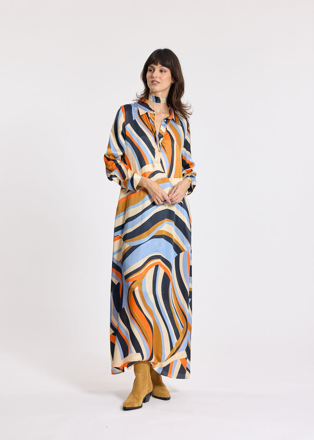 KIMI BLUE LONG BLOUSE DRESS