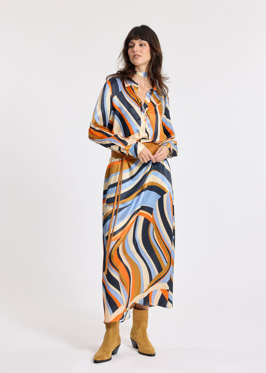 KIMI BLUE LONG BLOUSE DRESS