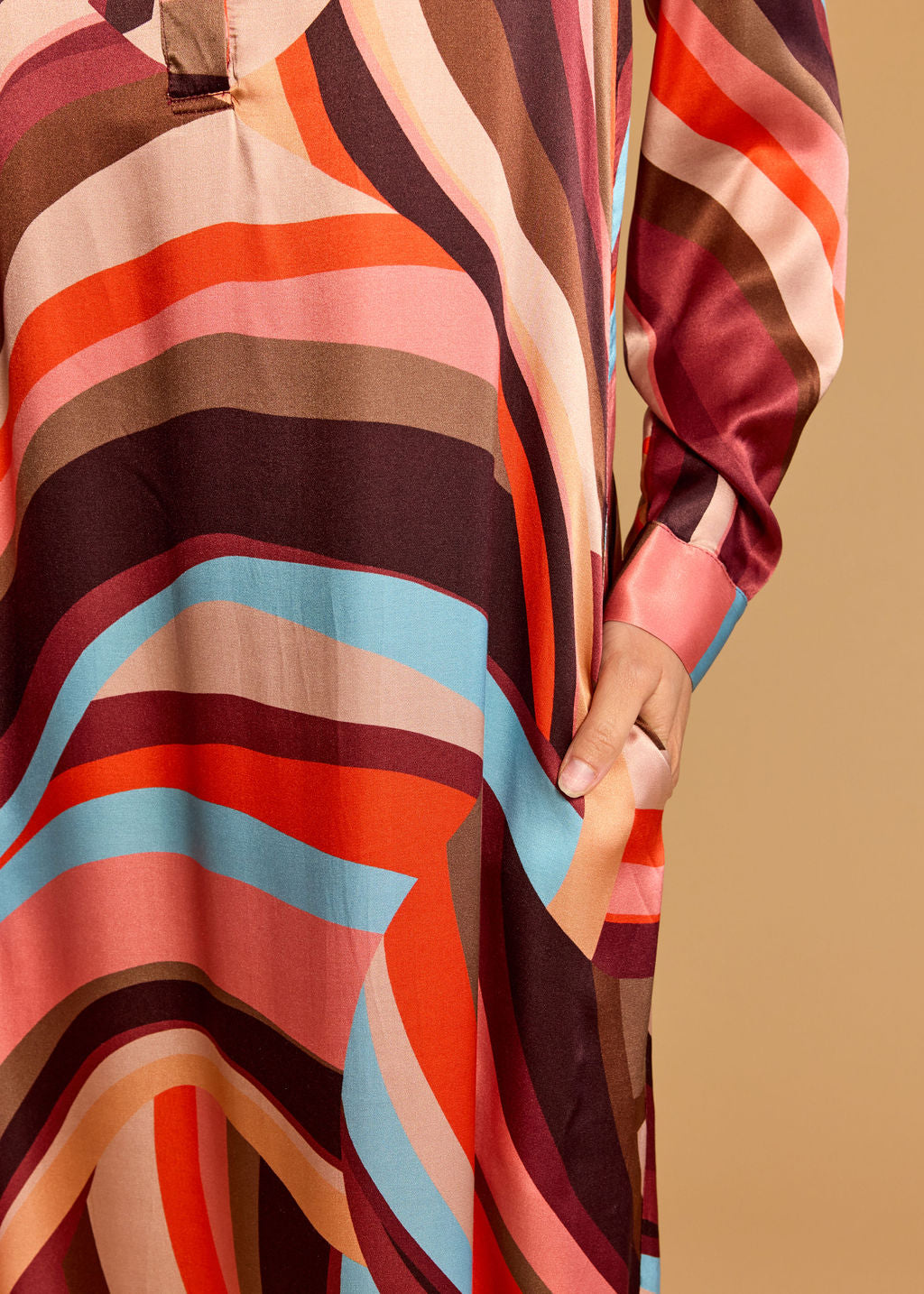 KIMI CORAL LONG BLOUSE DRESS