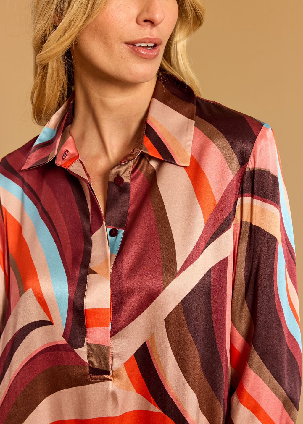 KIMI CORAL LONG BLOUSE DRESS