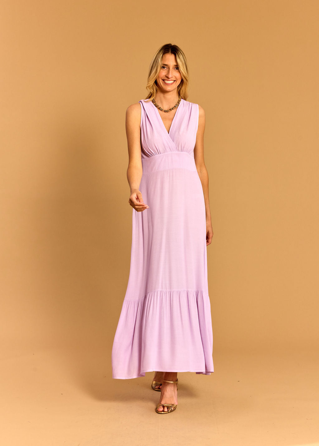 KYM LAVENDER VISCOSE CREPE DRESS