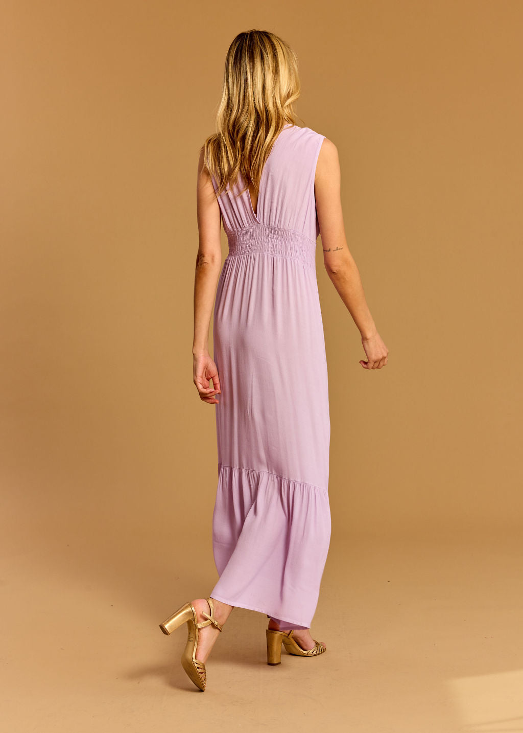 KYM LAVENDER VISCOSE CREPE DRESS