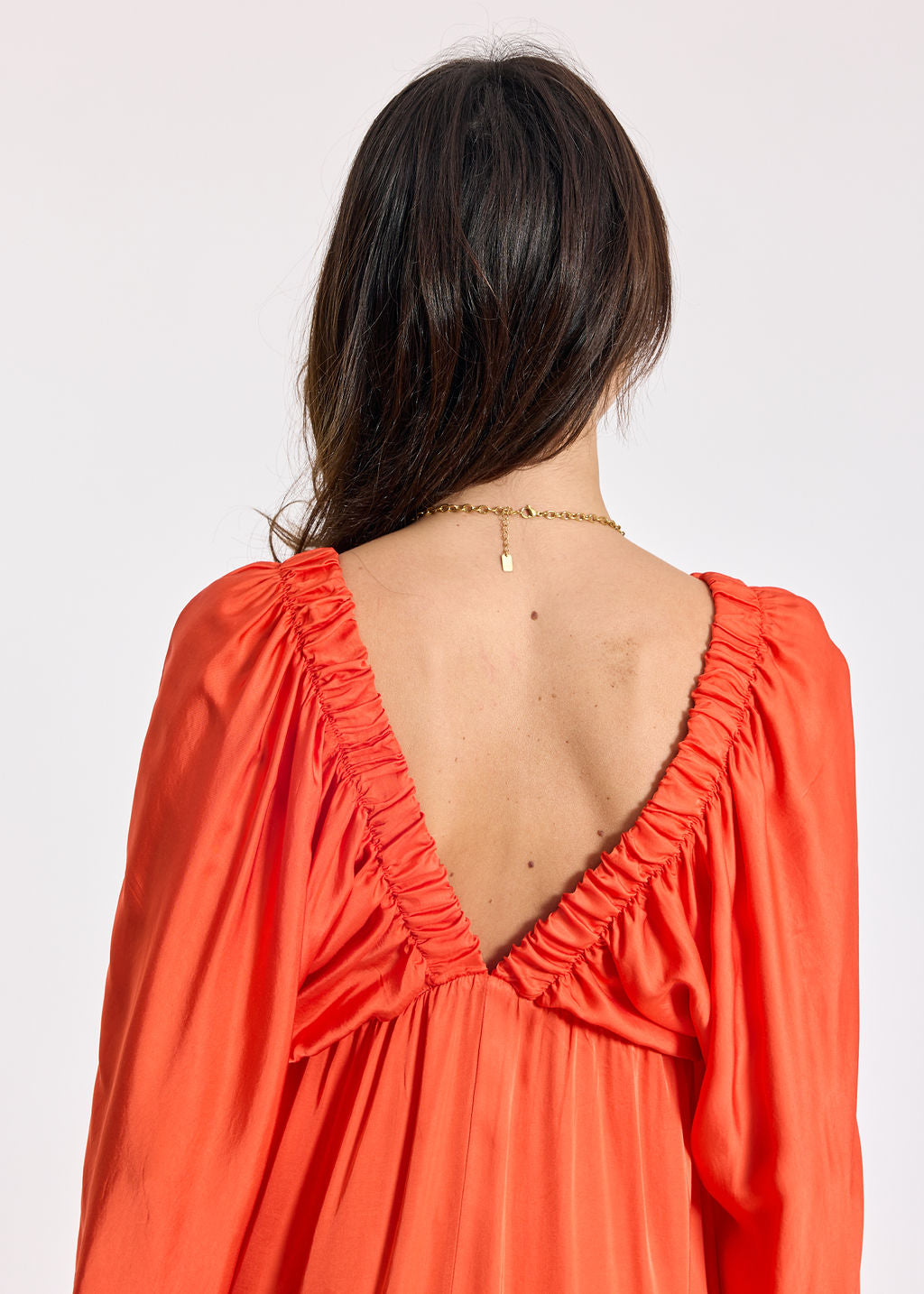 LEANA ORANGE RUFFLED DRESS