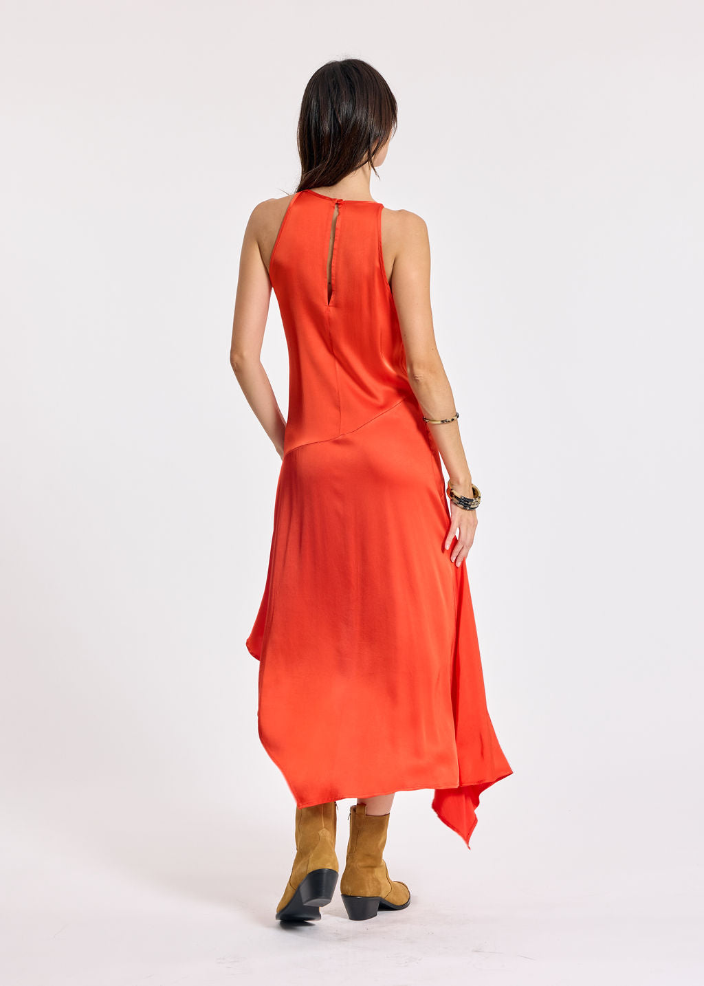 LORENA ORANGE ASYMMETRIC DRESS