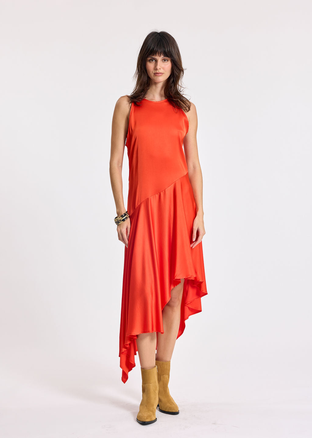 LORENA ORANGE ASYMMETRIC DRESS