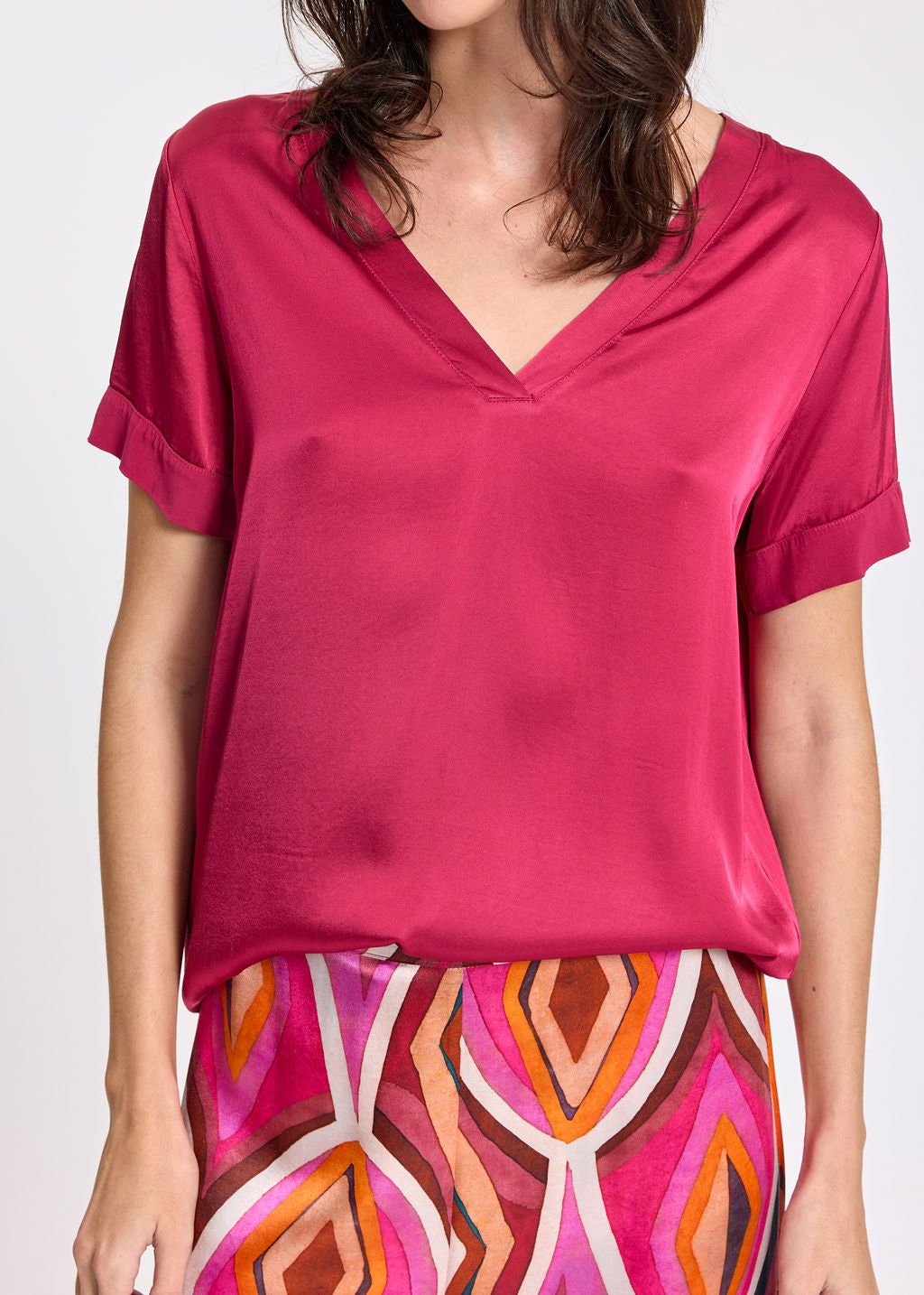 TEE-SHIRT EN VISCOSE SARO FRAMBOISE