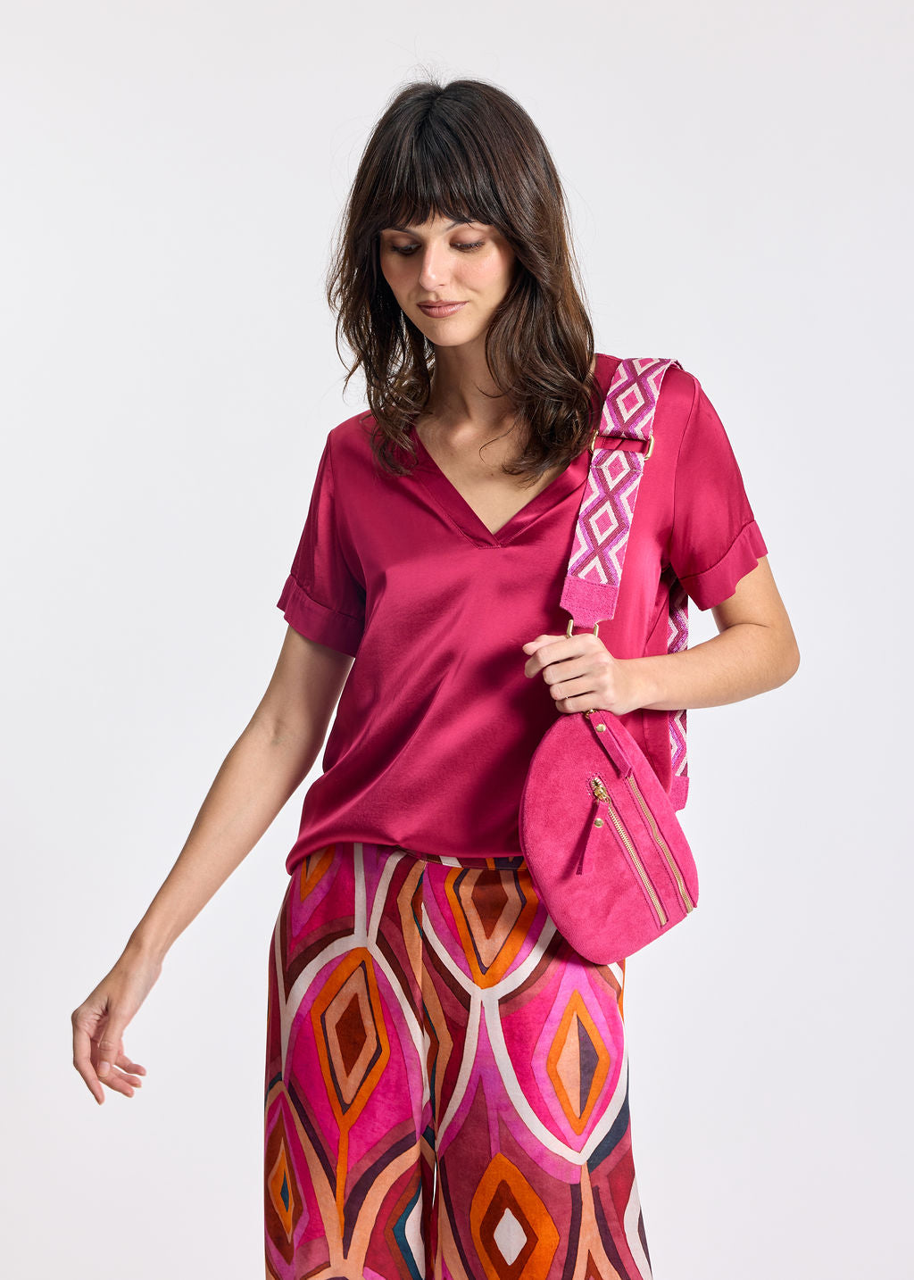 TEE-SHIRT EN VISCOSE SARO FRAMBOISE