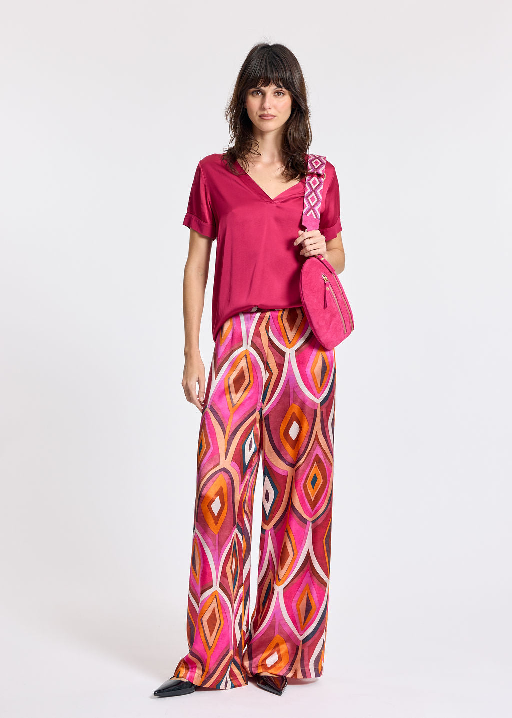 TEE-SHIRT EN VISCOSE SARO FRAMBOISE