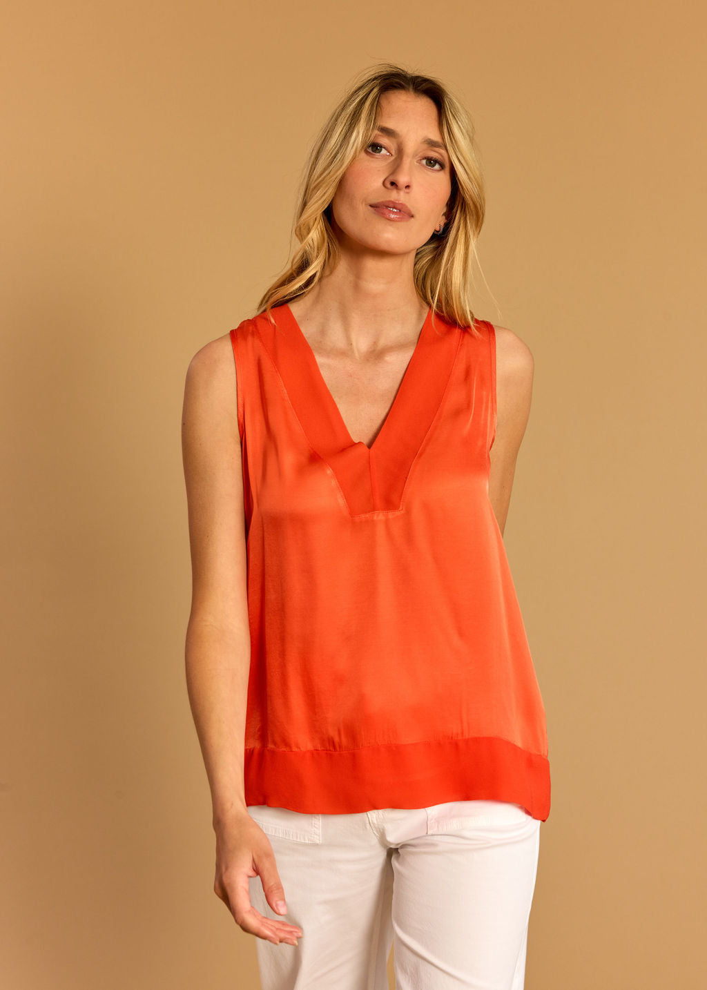 DÉBARDEUR BI-MATIÈRE ASPEN ORANGE