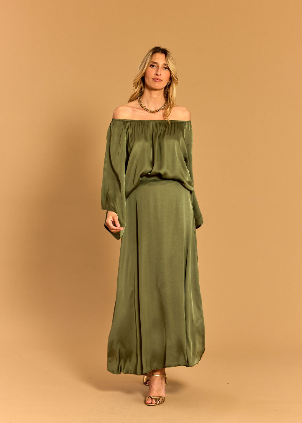 BETTINA PISTACHIO FLARED SKIRT