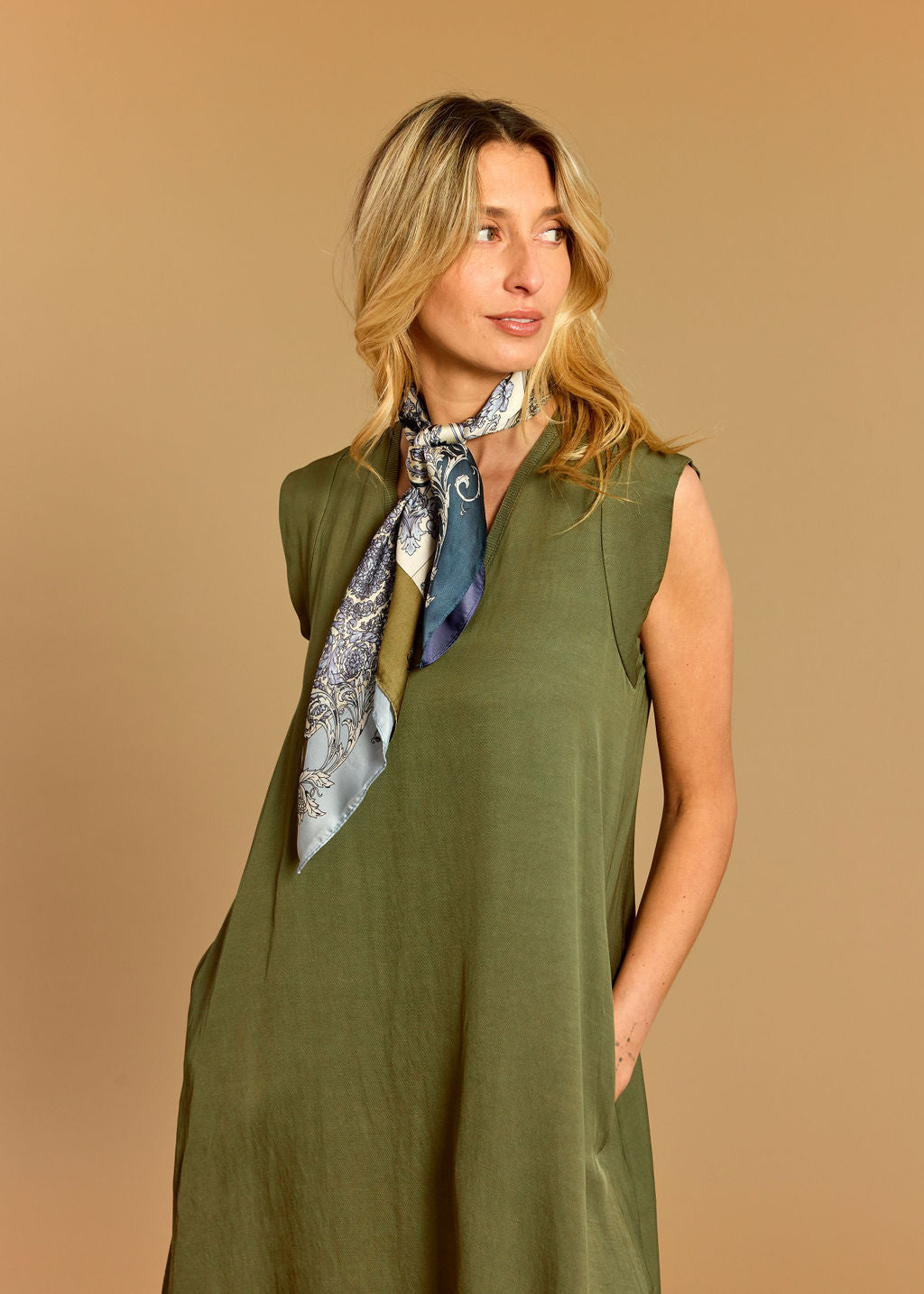 LUISA PISTACHIO MIDI DRESS