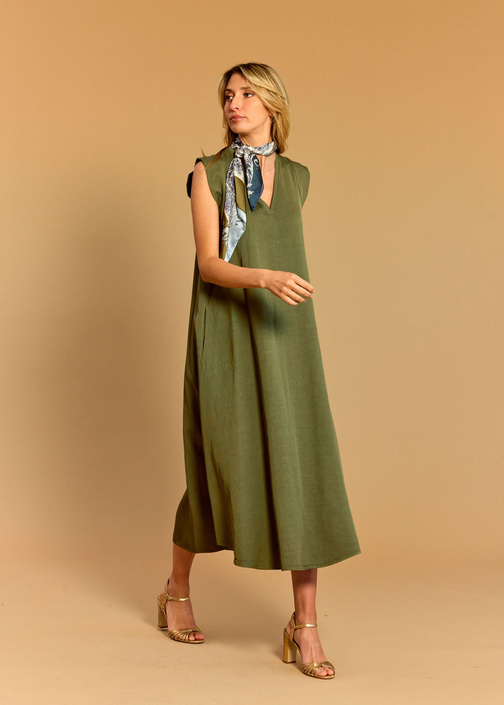 LUISA PISTACHIO MIDI DRESS