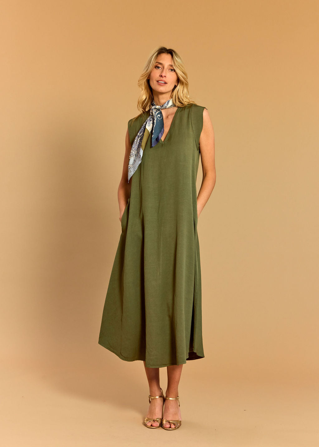 LUISA PISTACHIO MIDI DRESS