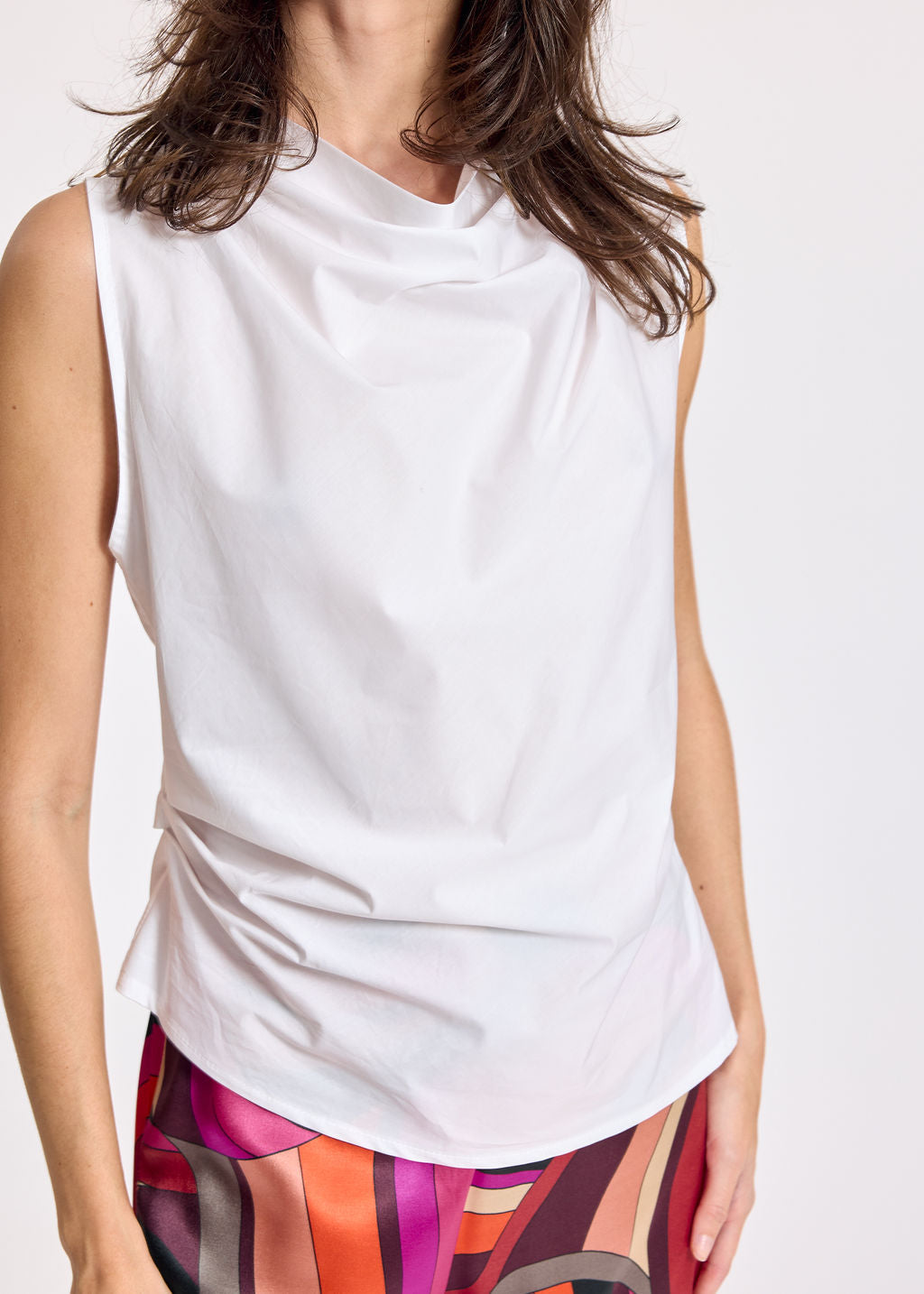 TOP DRAPÉ EN POPELINE LIOR BLANC