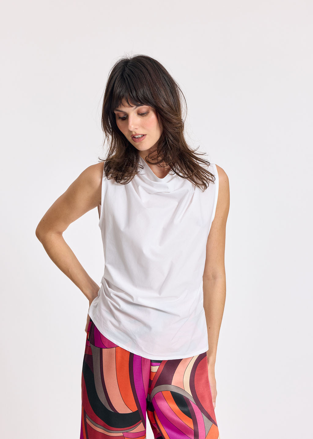 TOP DRAPÉ EN POPELINE LIOR BLANC