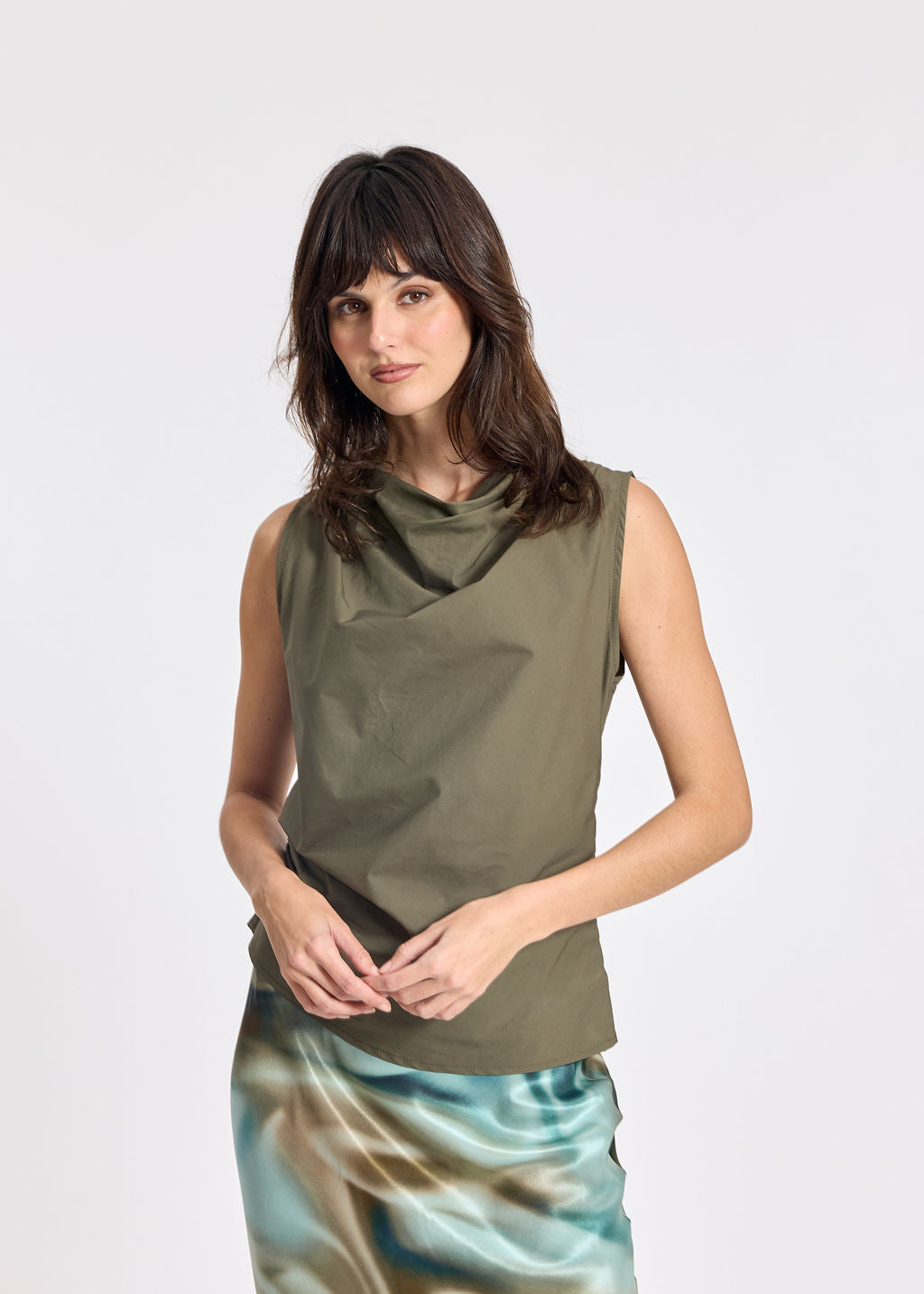 TOP DRAPÉ EN POPELINE LIOR KAKI