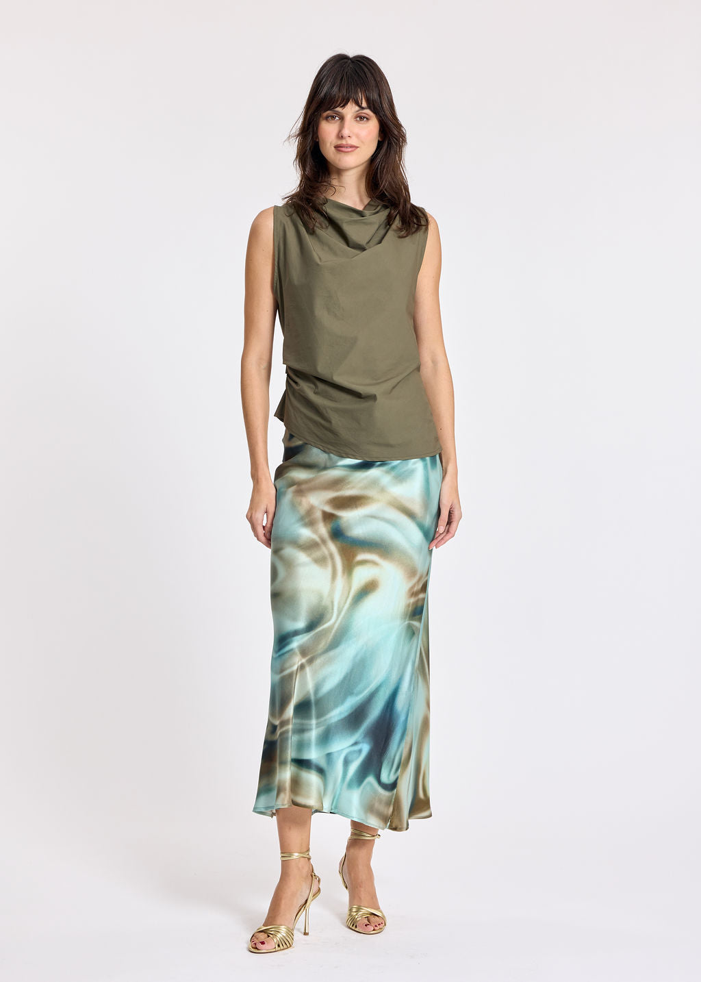 TOP DRAPÉ EN POPELINE LIOR KAKI