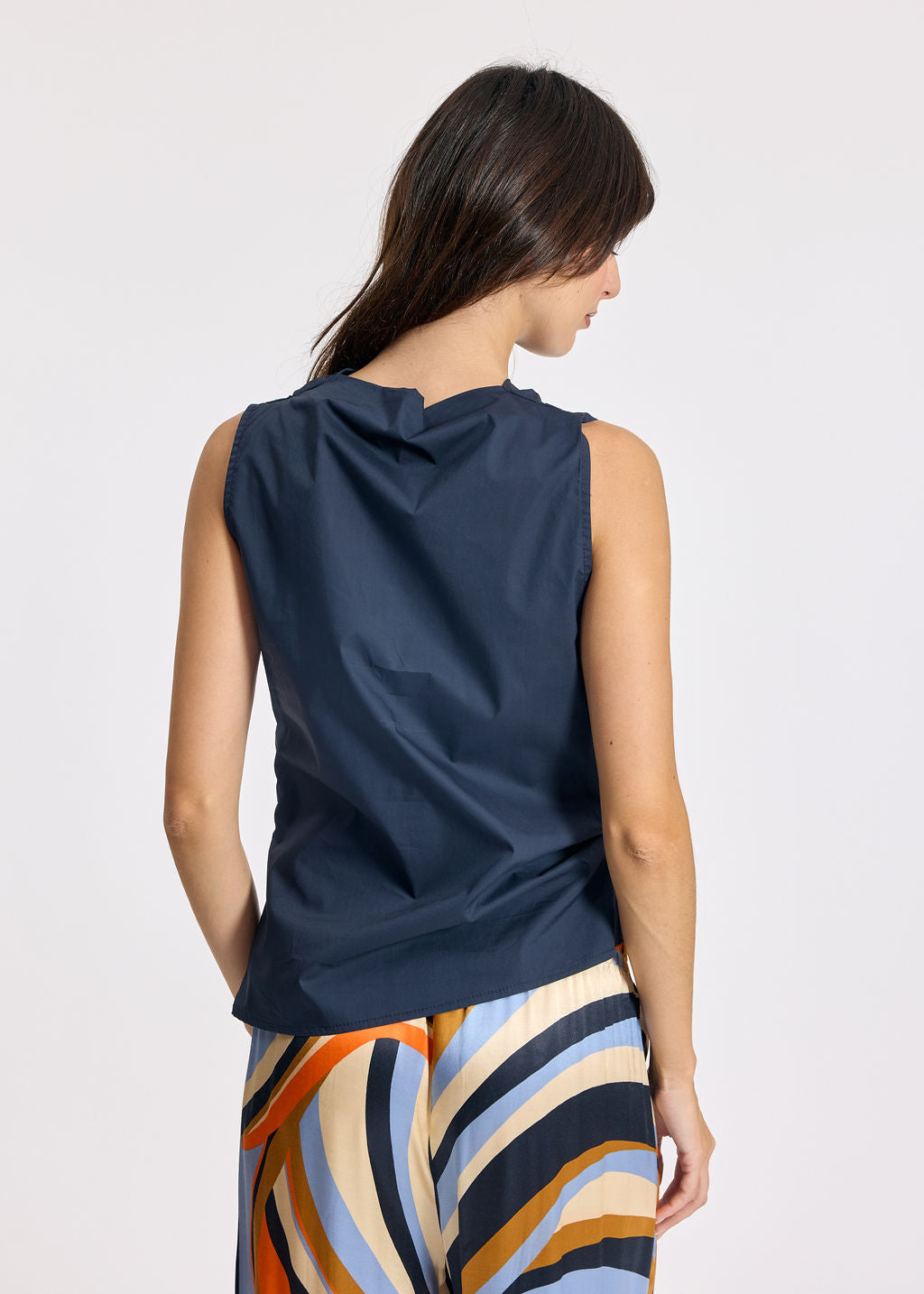 TOP DRAPÉ EN POPELINE LIOR MARINE