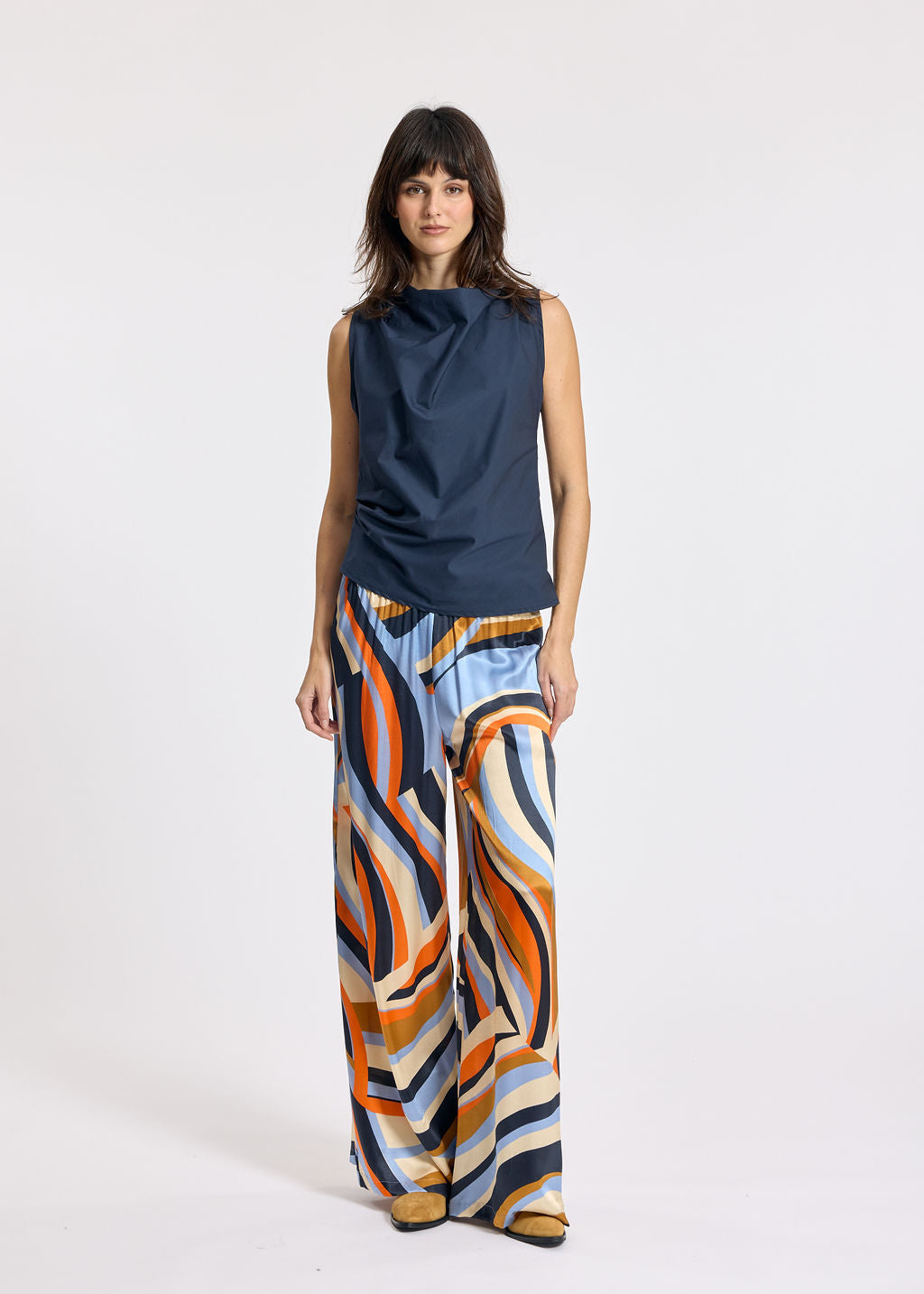 TOP DRAPÉ EN POPELINE LIOR MARINE