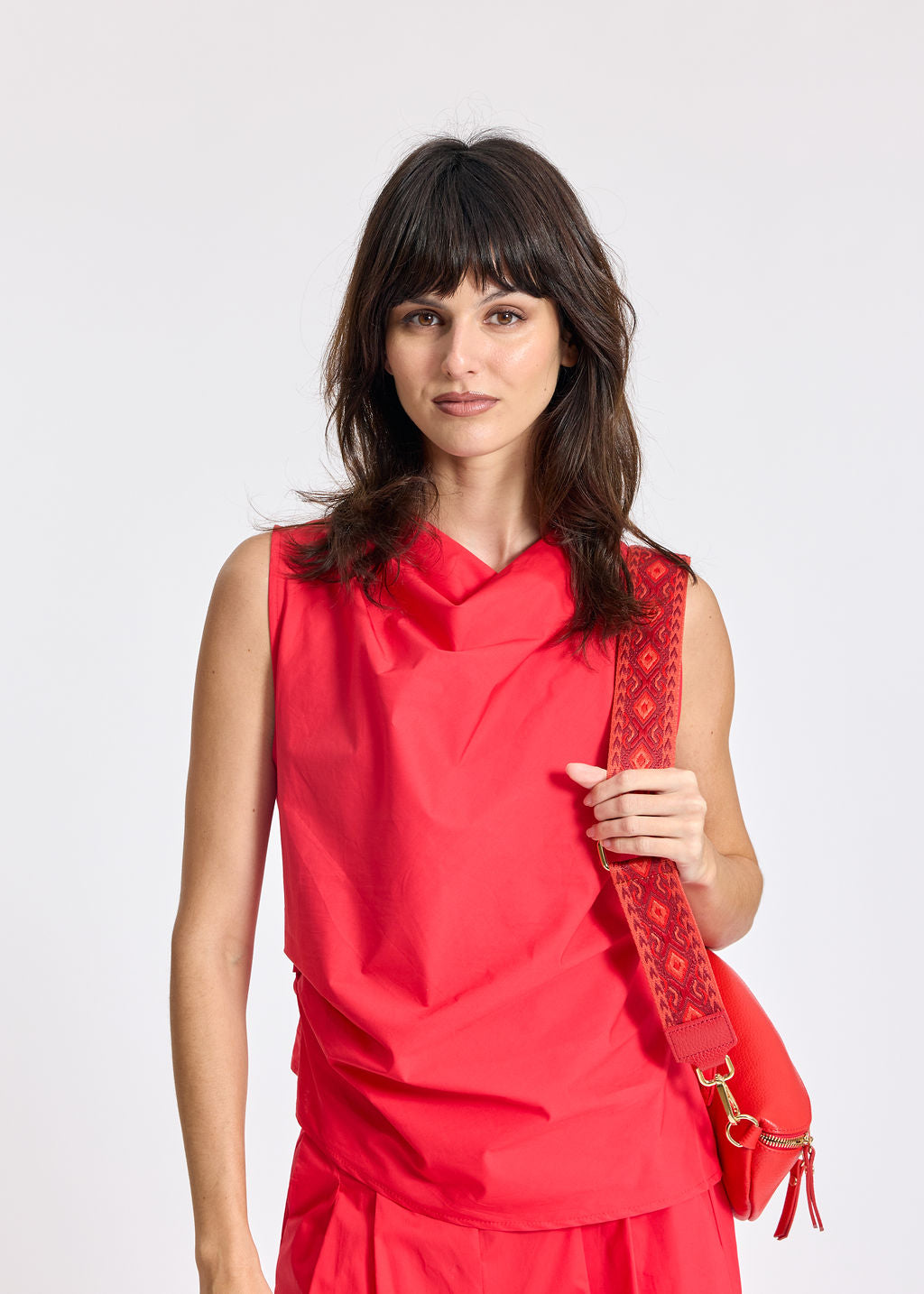 TOP DRAPÉ EN POPELINE LIOR RED