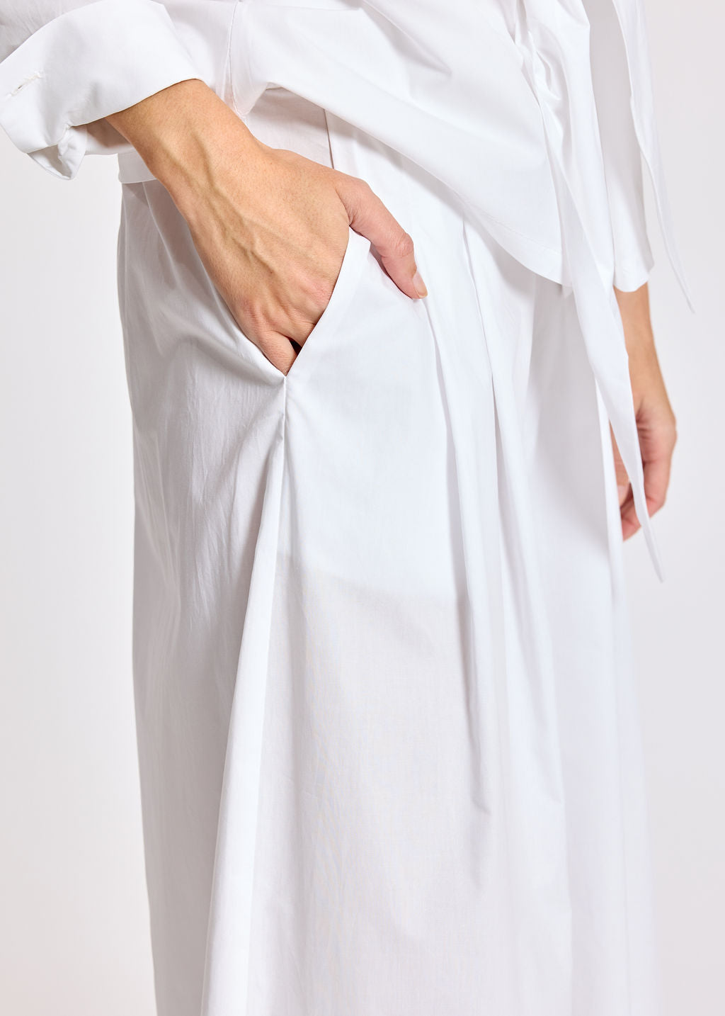 PANTALON LARGE EN POPELINE LORA BLANC