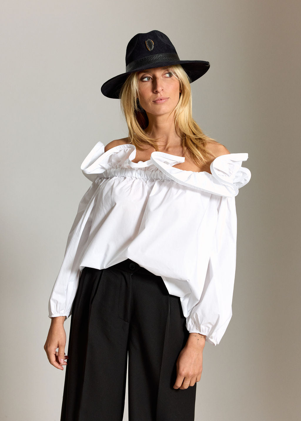 RIVA WHITE RUFFLED SHIRT